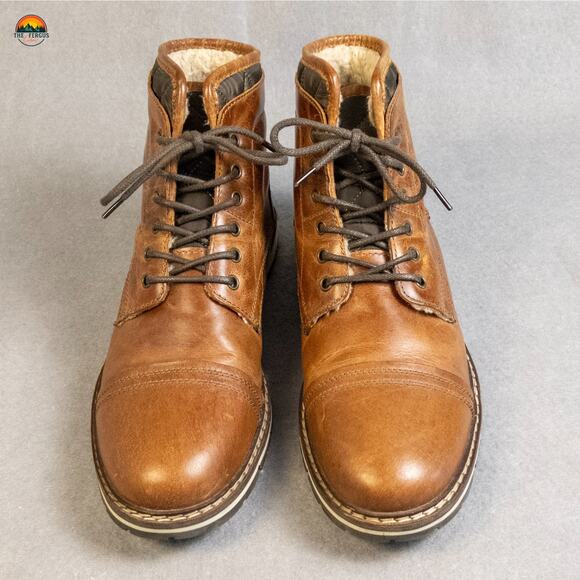 Franco Fortini Blake Chukka Boots Brown Leather Faux Fur Lace-Up Men's Size 13M - Picture 2 of 12